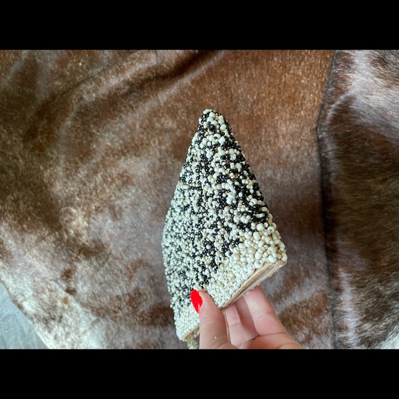 Beaded clutch purse, petite, black/white/tan, well made - Picture 7 of 9